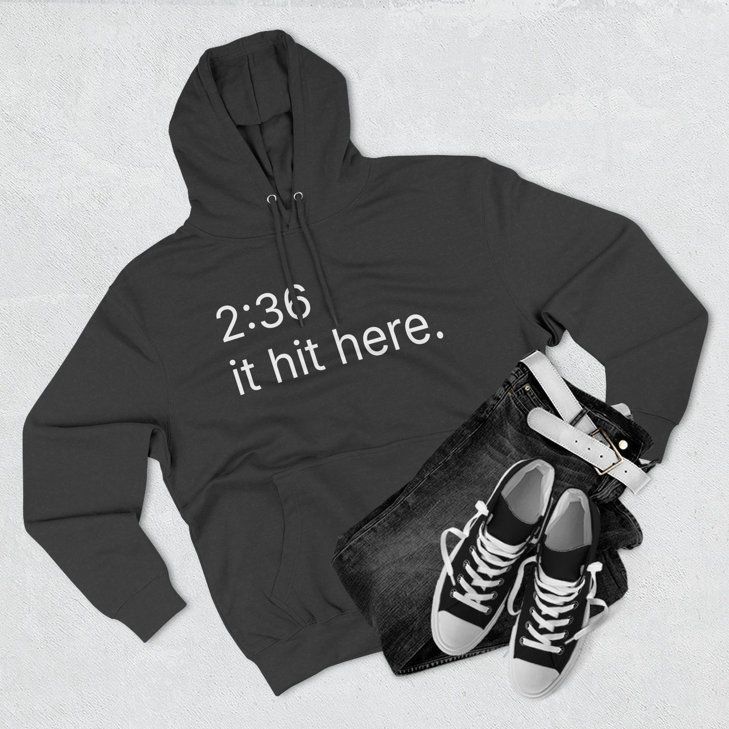 236 - it hit here. hoodie